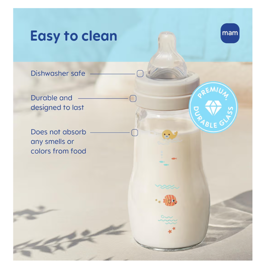 mam premium glass bottle, 3 count