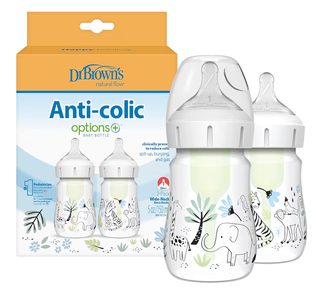 dr brown anti-colic wide-neck baby bottle 5oz, 2 count