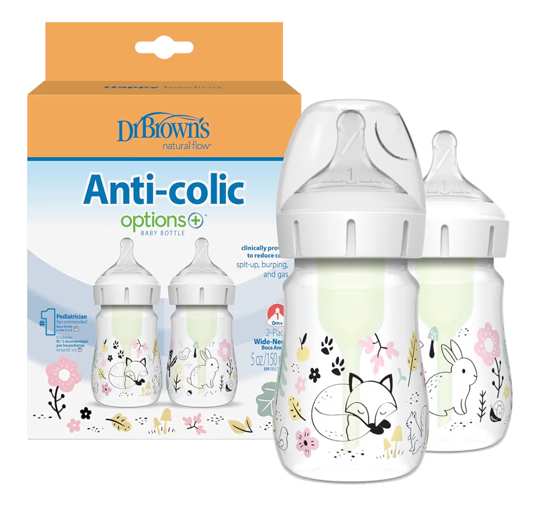 dr brown anti-colic wide-neck baby bottle 5oz, 2 count