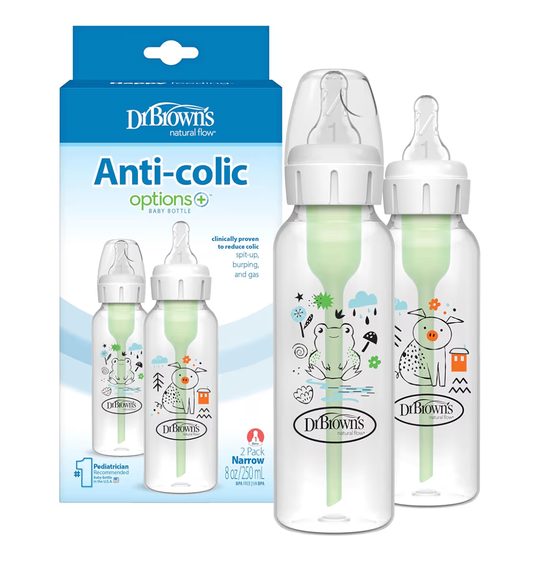 dr. brown's natural flow anti-colic options+ narrow bottle 8oz, 2 count