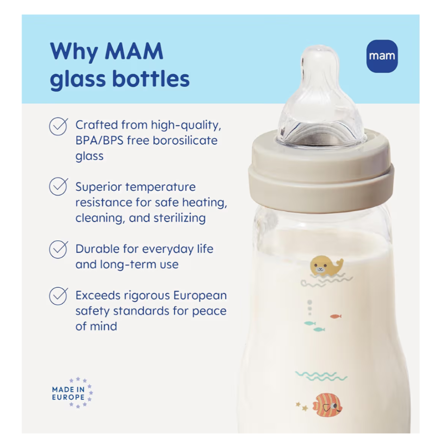 mam premium glass bottle, 3 count