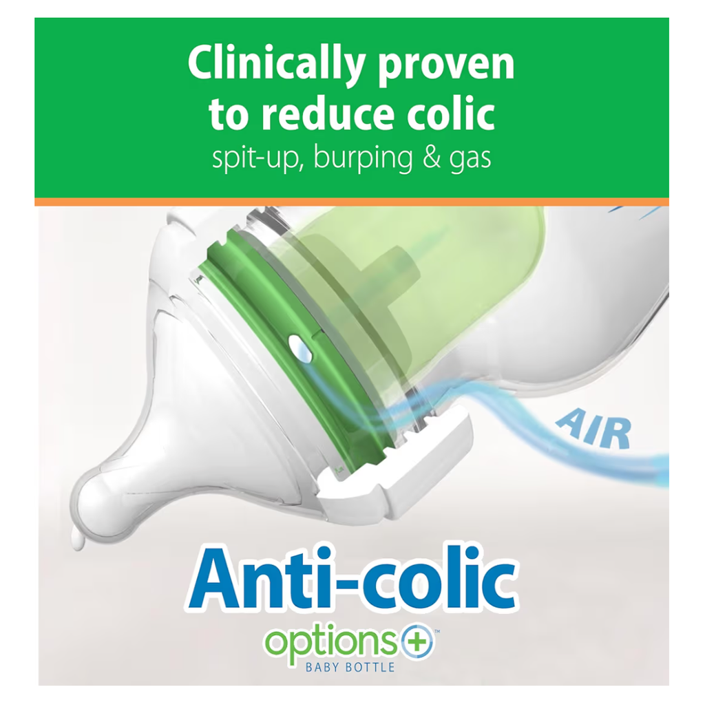 dr. brown natural flow anti-colic options+ wide-neck glass baby bottles 5 oz, 3 count