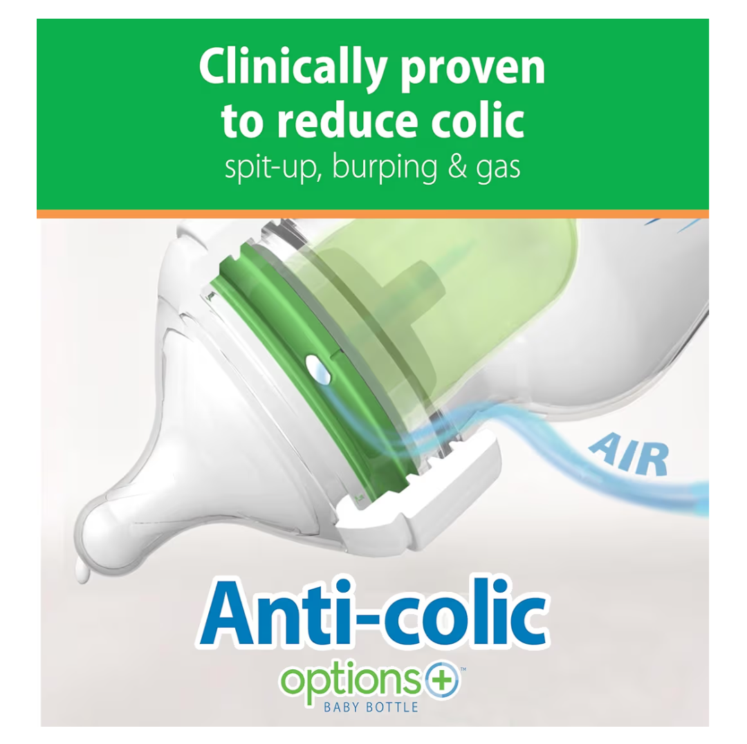 dr. brown natural flow anti-colic options+ wide-neck glass baby bottles 5 oz, 3 count